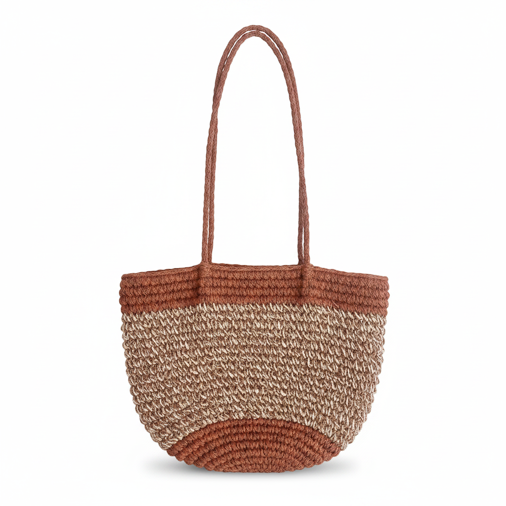 Bandolera de Rafia Bicolor Terracota