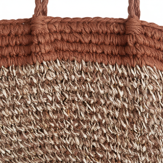 Bandolera de Rafia Bicolor Terracota
