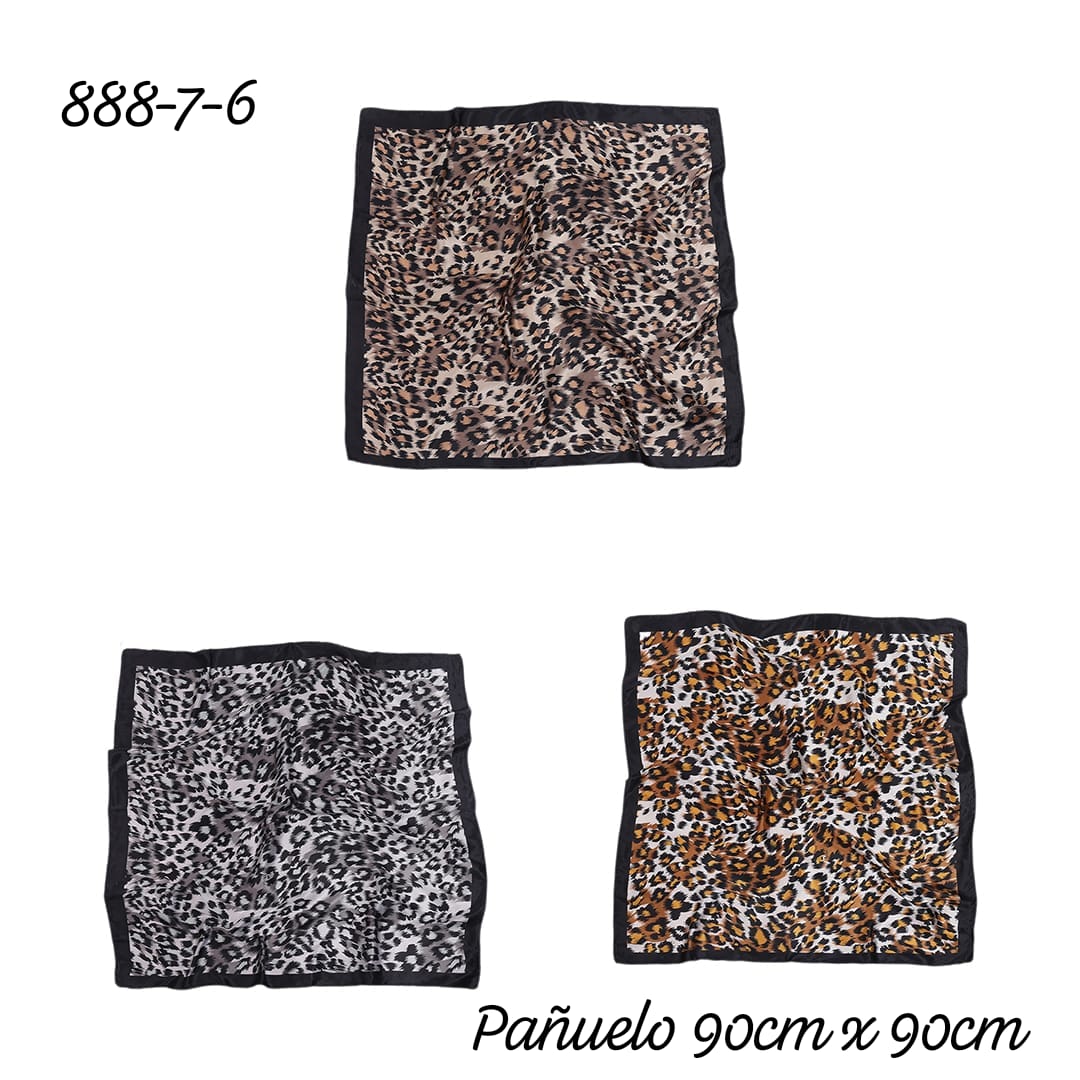 Pañuelos de Seda Estampados 90x90 cm Pack x2