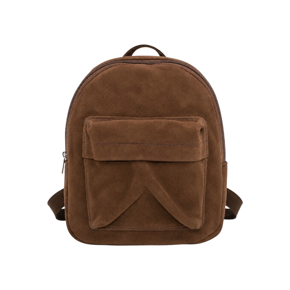 Mochila de Gamuza con Bolsillo Frontal