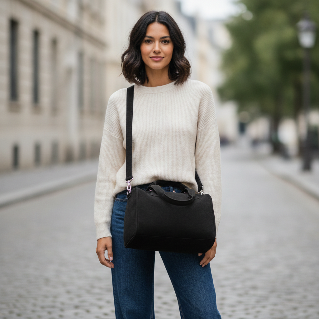 Cartera Baúl de Gamuza con Correa