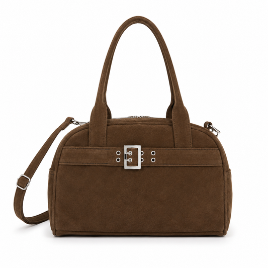 Cartera de Gamuza con Hebilla Decorativa
