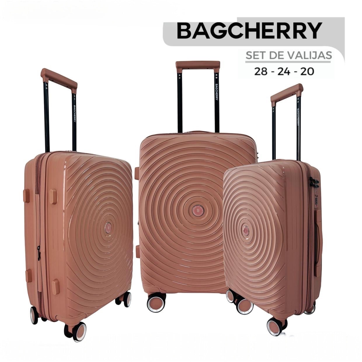 Mumma Accesorios de Moda set of 3 coral pink polypropylene hard-shell suitcases with 360-degree wheels
