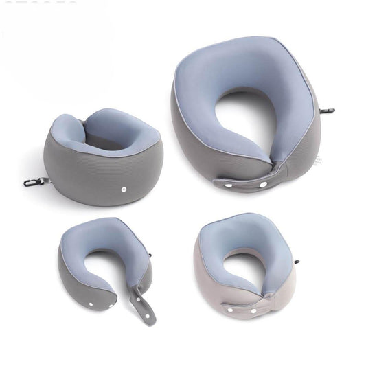Mumma Accesorios de Moda set of two memory foam travel neck pillows in dark grey and light grey with side support