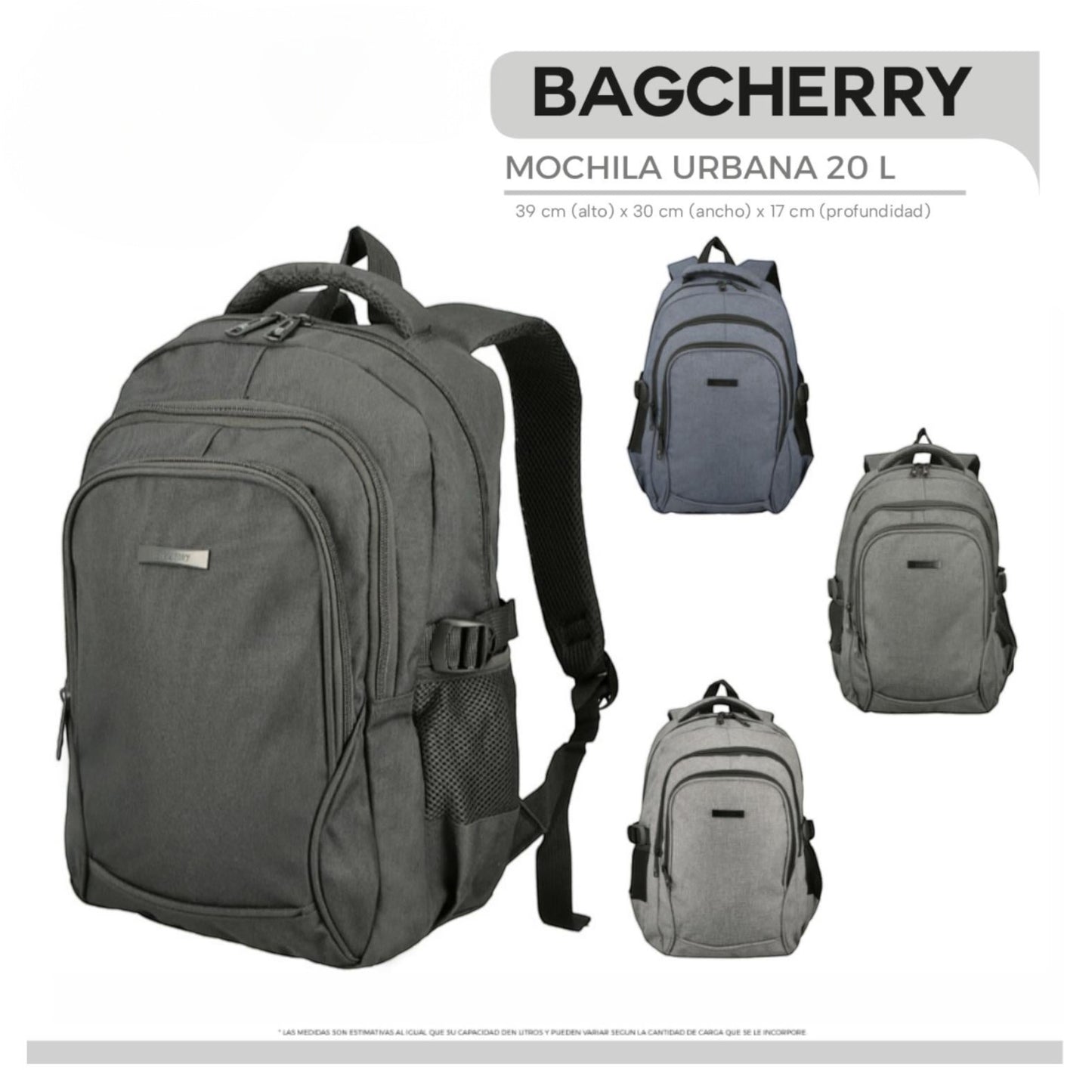 Mumma Accesorios de Moda Metrópoli 20L urban grey backpack with laptop compartment and side bottle pocket