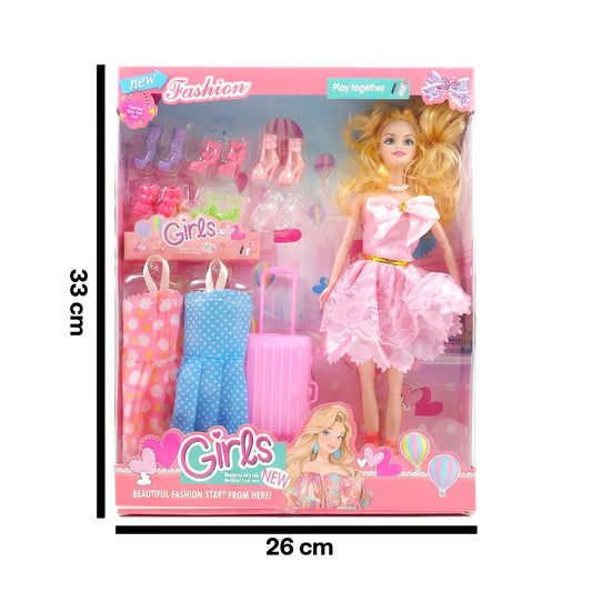 Set de Muñeca "Fashion Girls con Valija y Vestidos"