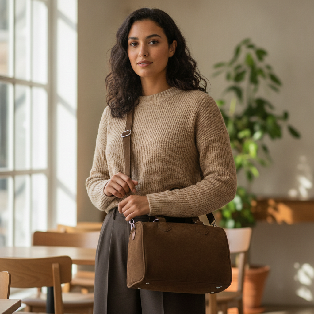 Bolso de Gamuza Rectangular con Correa Regulable