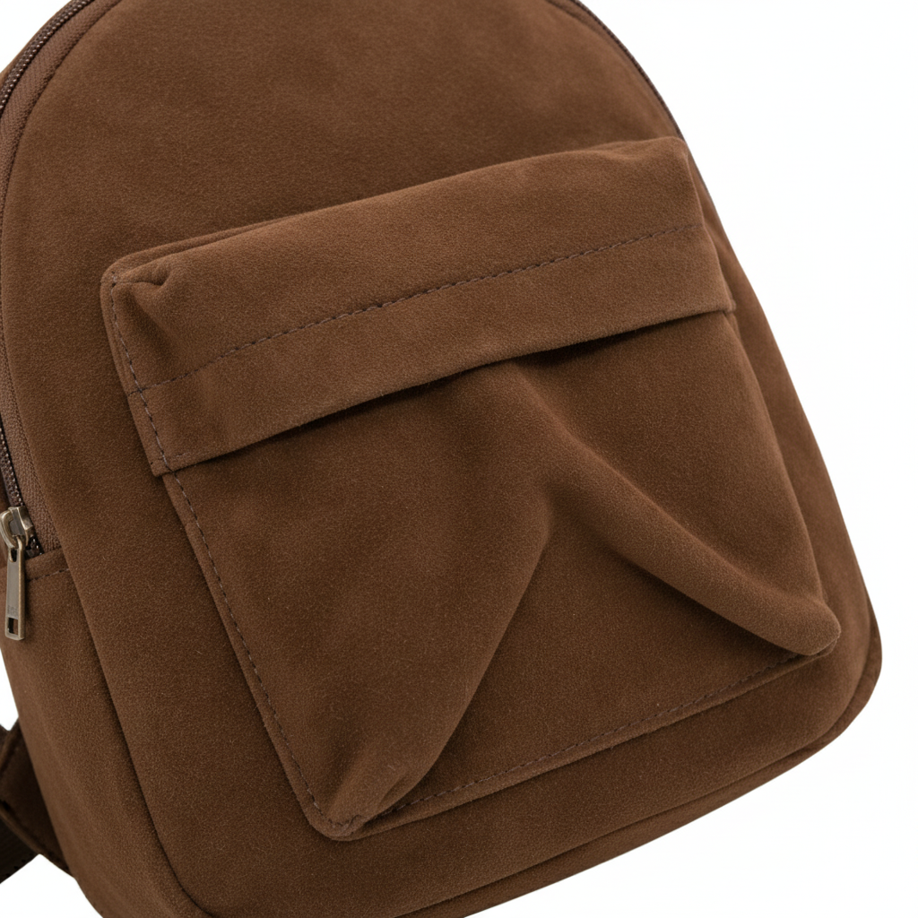 Mochila de Gamuza con Bolsillo Frontal