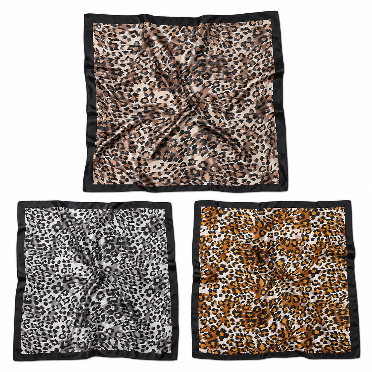 Pañuelos de Seda Estampados 90x90 cm Pack x2