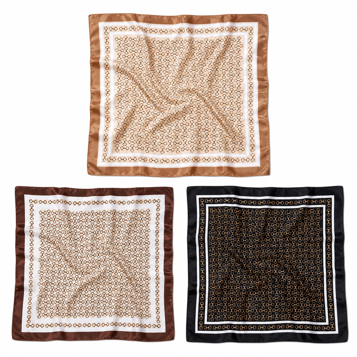 Pañuelos de Seda Estampados 90x90 cm Pack x2