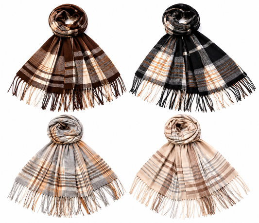 Pack x2 Pashminas Lana Frisada con Flecos
