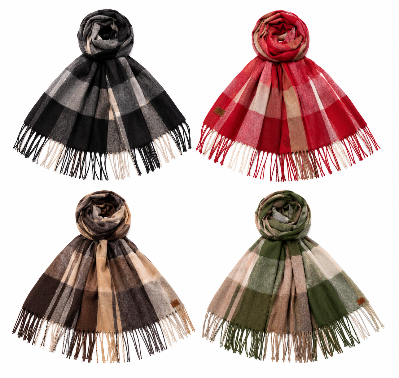 Pack x2 Pashminas Lana Frisada con Flecos