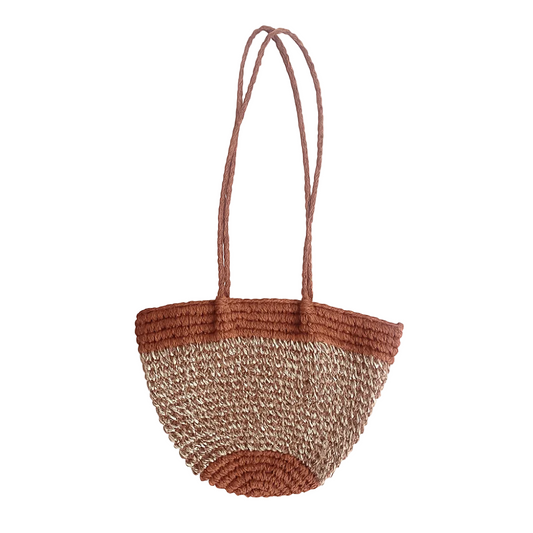 Bandolera de Rafia Bicolor Terracota