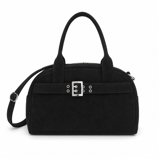 Cartera de Gamuza con Hebilla Decorativa
