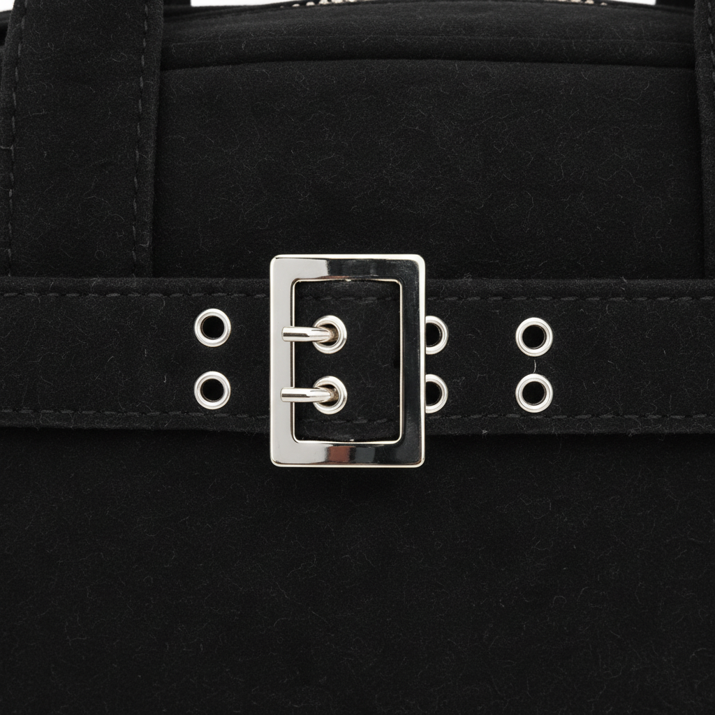 Cartera de Gamuza con Hebilla Decorativa