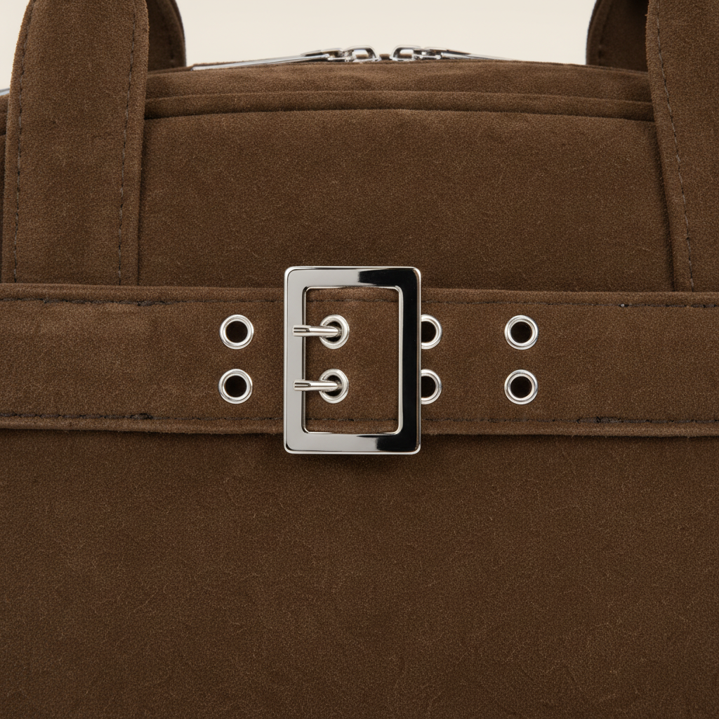 Cartera de Gamuza con Hebilla Decorativa