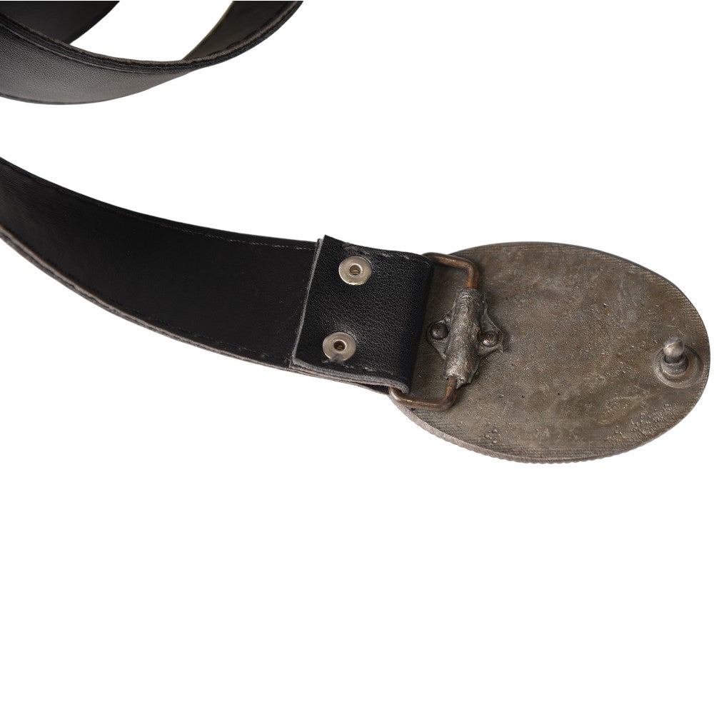 Cinturón Negro con Hebilla Cabeza de Toro