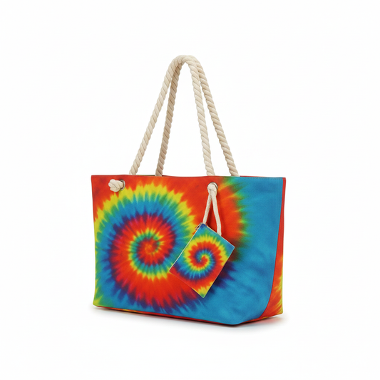 Bolso Playero Tie-Dye Espiral (Set con Porta Cosméticos)