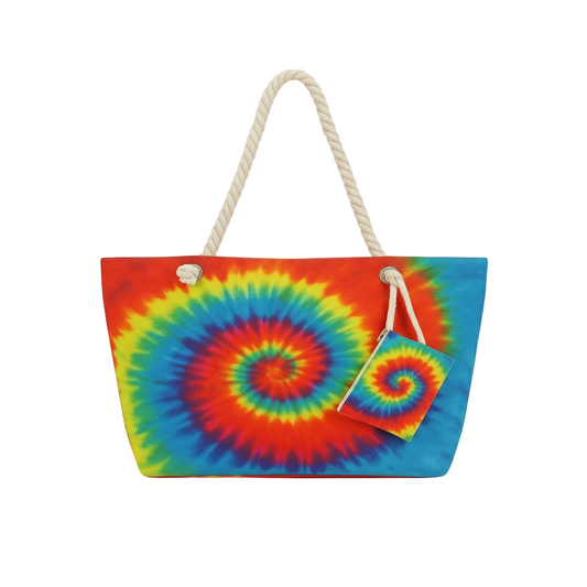 Bolso Playero Tie-Dye Espiral (Set con Porta Cosméticos)