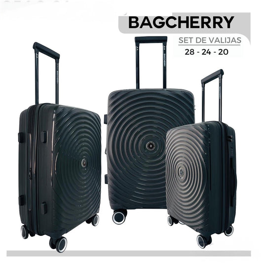Mumma Accesorios de Moda set of 3 black polypropylene hard-shell suitcases with 360-degree wheels and handles