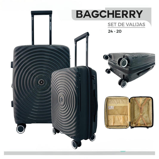 Mumma Accesorios de Moda set of two black polypropylene hard-shell suitcases with 360-degree wheels and handles