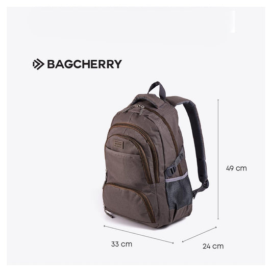 Mumma Accesorios de Moda brown urban backpack with padded laptop compartment, multiple pockets, and bottle holder.