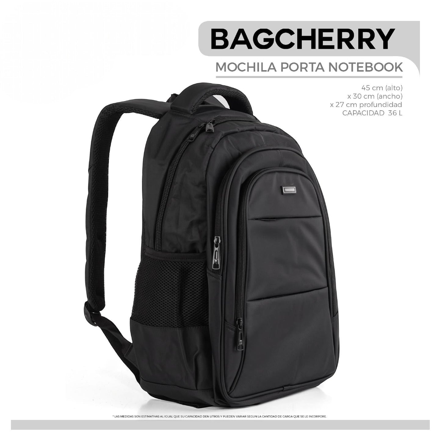 Mumma Accesorios de Moda Cónsul black 36L laptop backpack with padded compartment and ventilated back panel