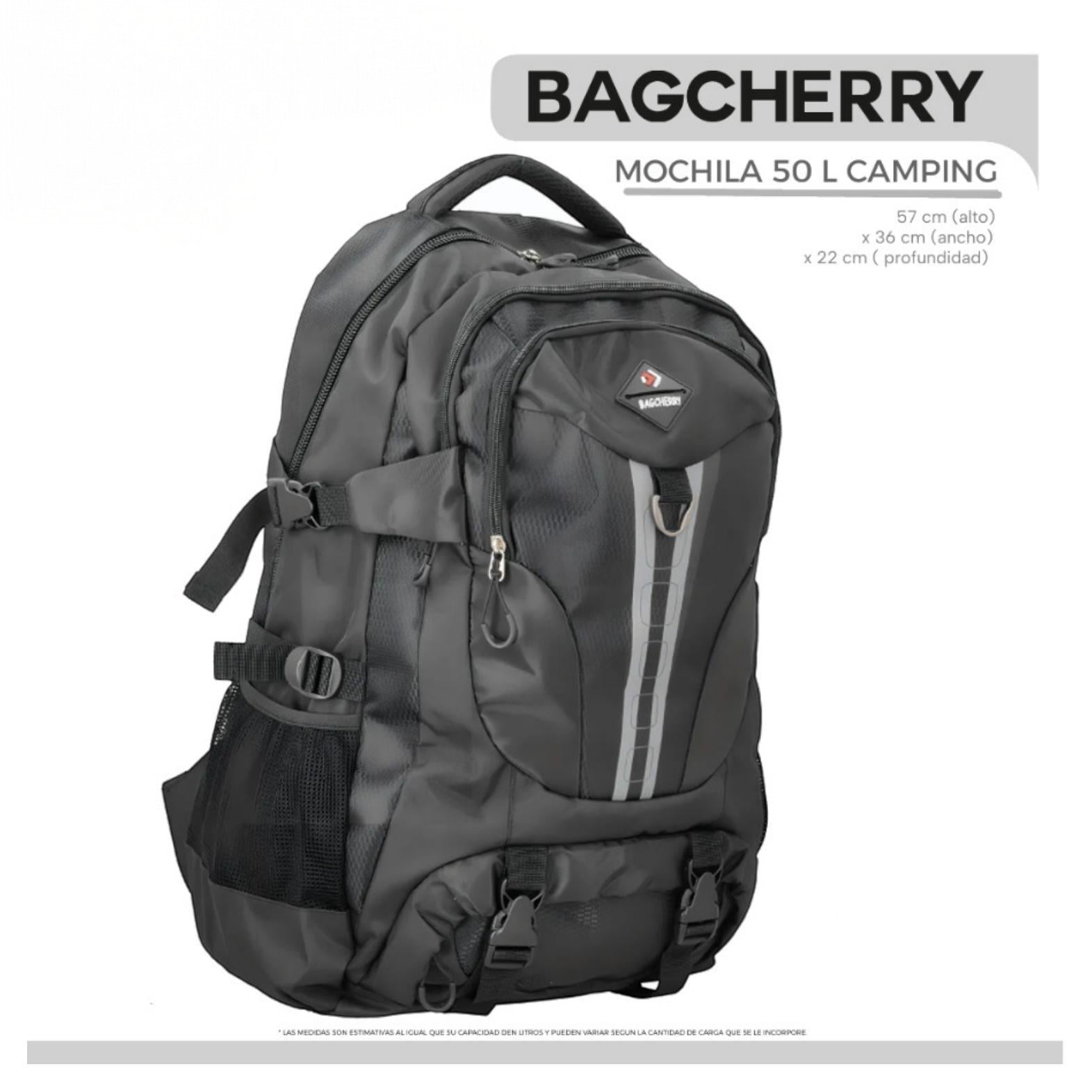 Mumma Accesorios de Moda Cumbre 50L dark grey camping backpack with compression straps and padded back