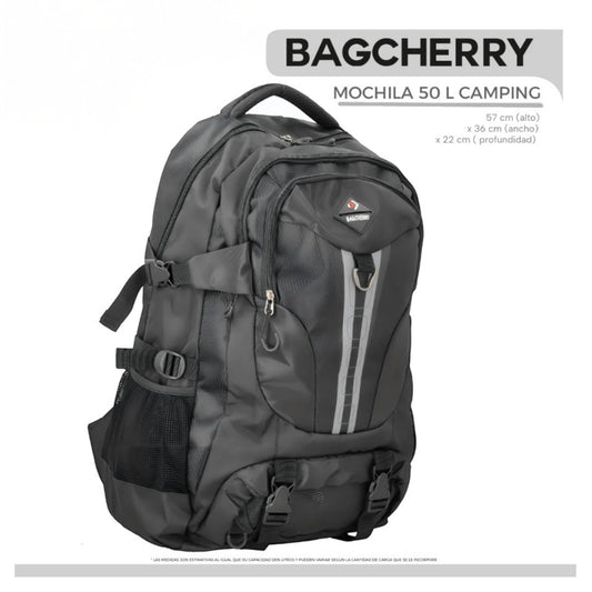 Mumma Accesorios de Moda Cumbre 50L dark grey camping backpack with compression straps and padded back