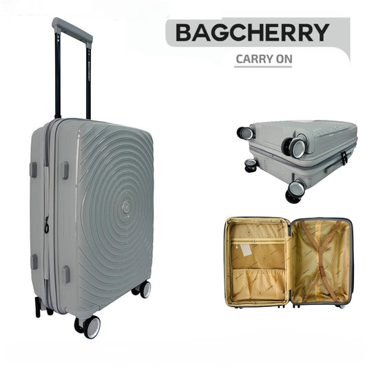 Mumma Accesorios de Moda grey polypropylene carry-on suitcase with 360-degree wheels and telescopic handle