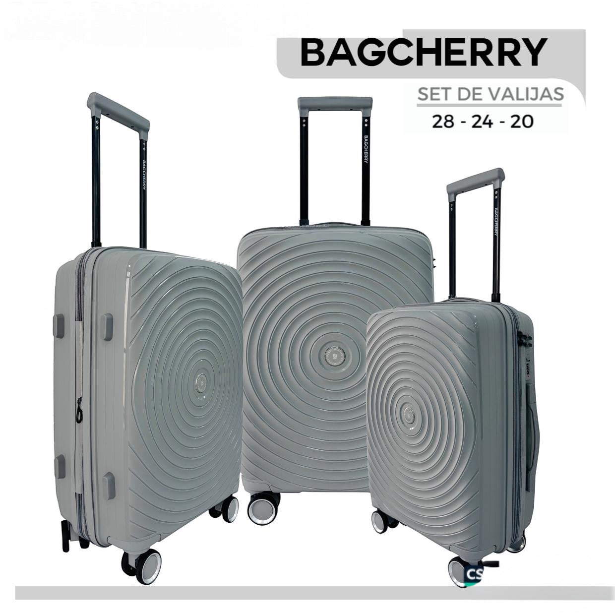 Mumma Accesorios de Moda set of 3 grey polypropylene hard-shell suitcases with 360-degree wheels and telescopic handle