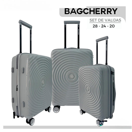 Mumma Accesorios de Moda set of 3 grey polypropylene hard-shell suitcases with 360-degree wheels and telescopic handle