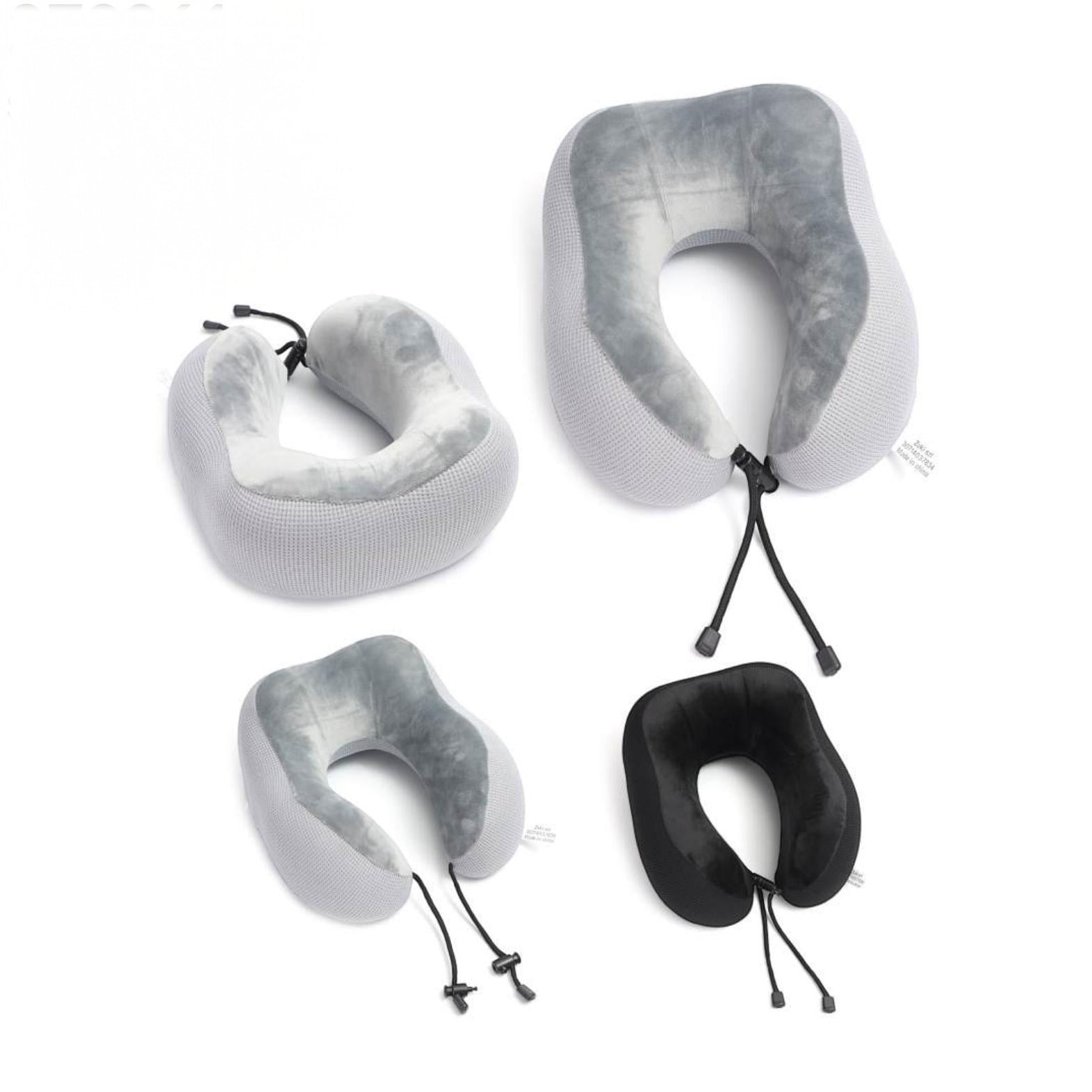 Mumma Accesorios de Moda memory foam travel neck pillows with hoods in grey and black, set of two with carry bags