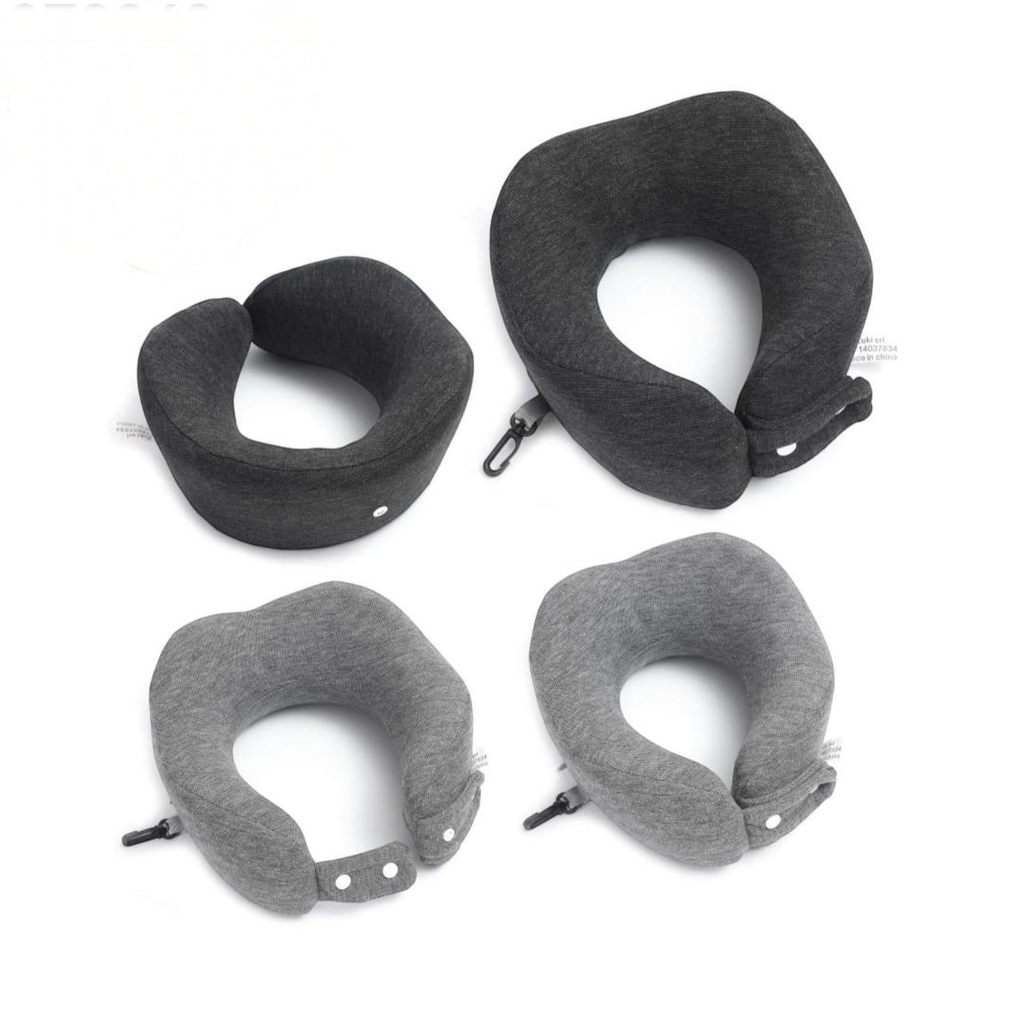 Mumma Accesorios de Moda memory foam travel neck pillows in dark grey and black with removable covers, set of 2
