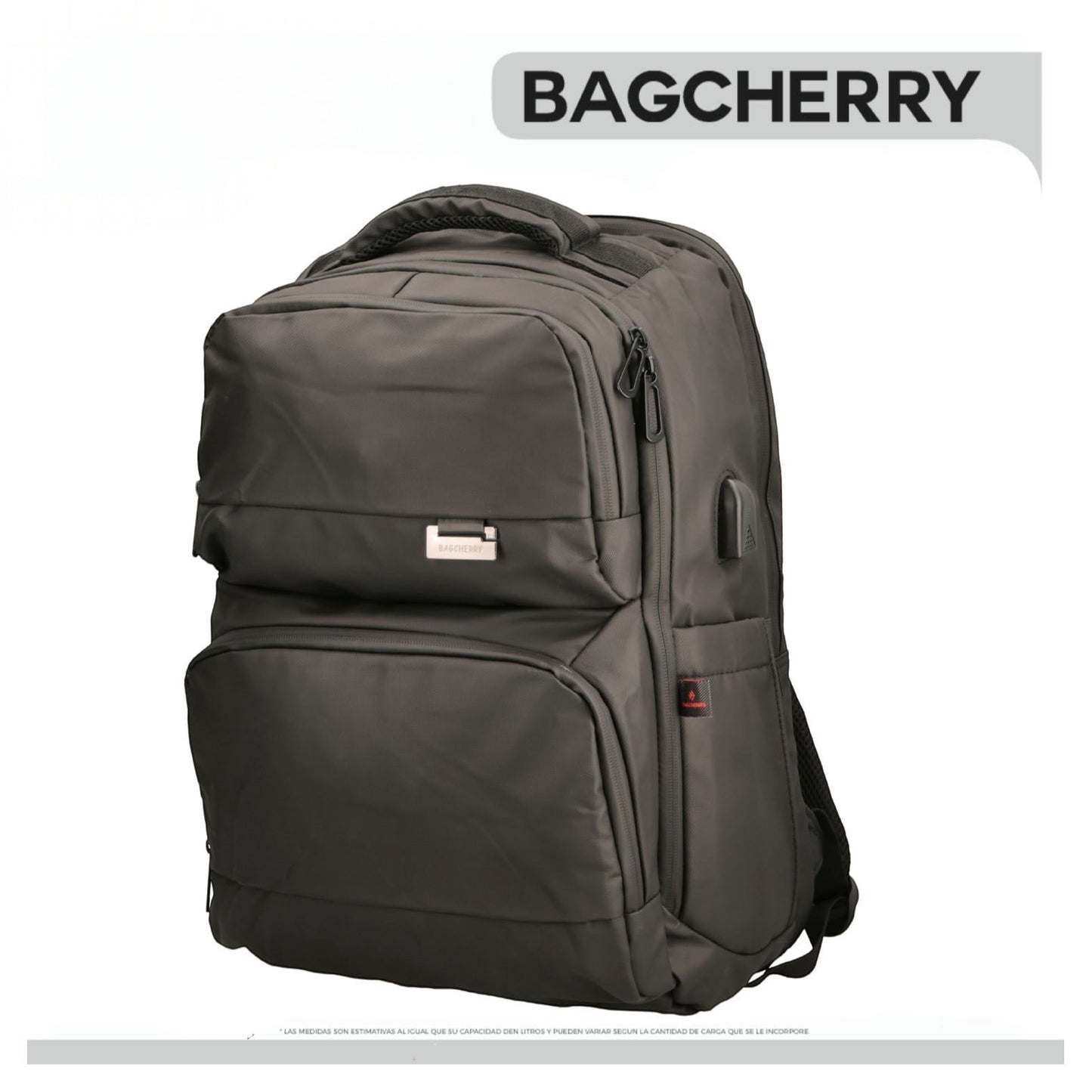 Mumma Accesorios de Moda Meridiano black laptop backpack with USB charging port and multiple storage compartments