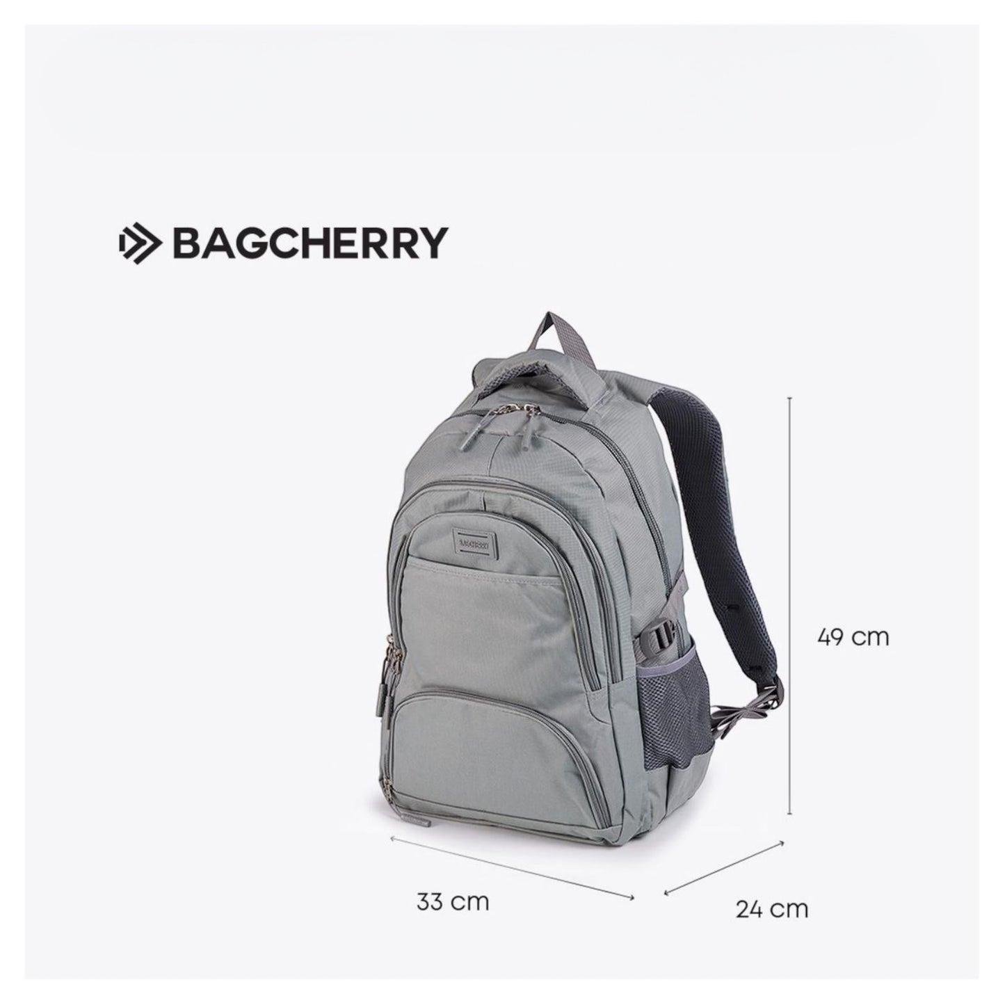 Mumma Accesorios de Moda Neblina grey urban backpack with laptop compartment, multiple pockets, and bottle holder.