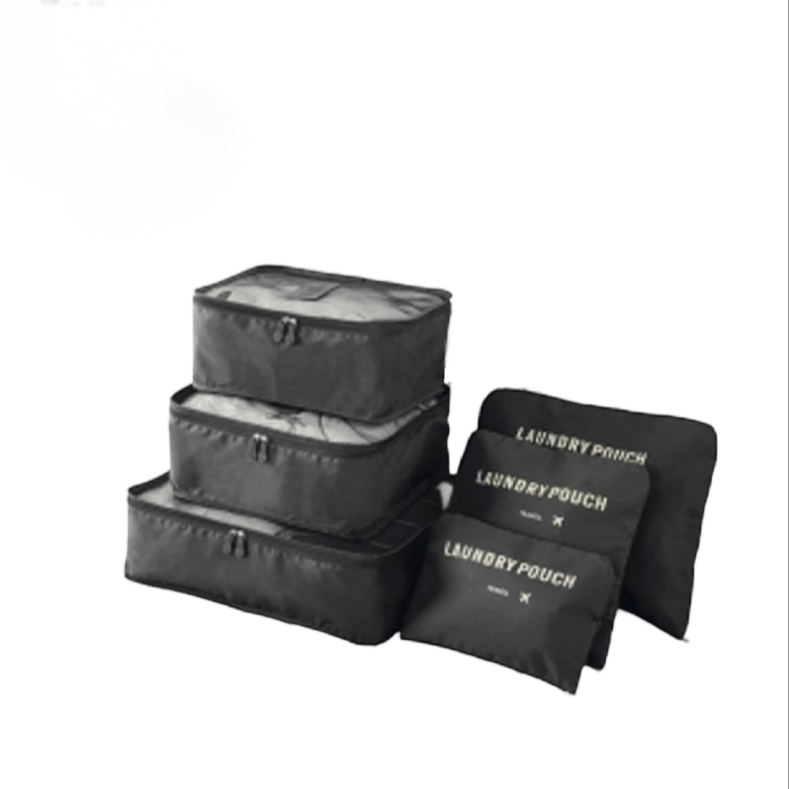 Mumma Accesorios de Moda travel packing cubes set in various sizes with zippers, handles, and laundry pouches.